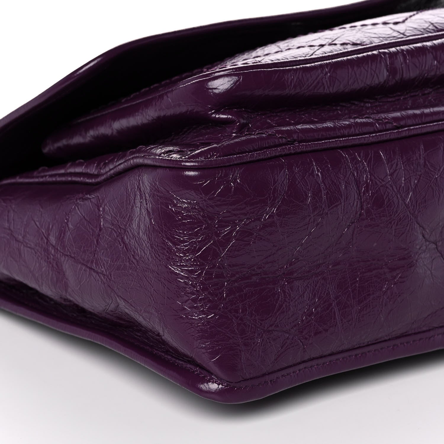 Saint Laurent Crinkled Calfskin Matelasse Monogram Medium Niki Chain Satchel Plum 9 of 12