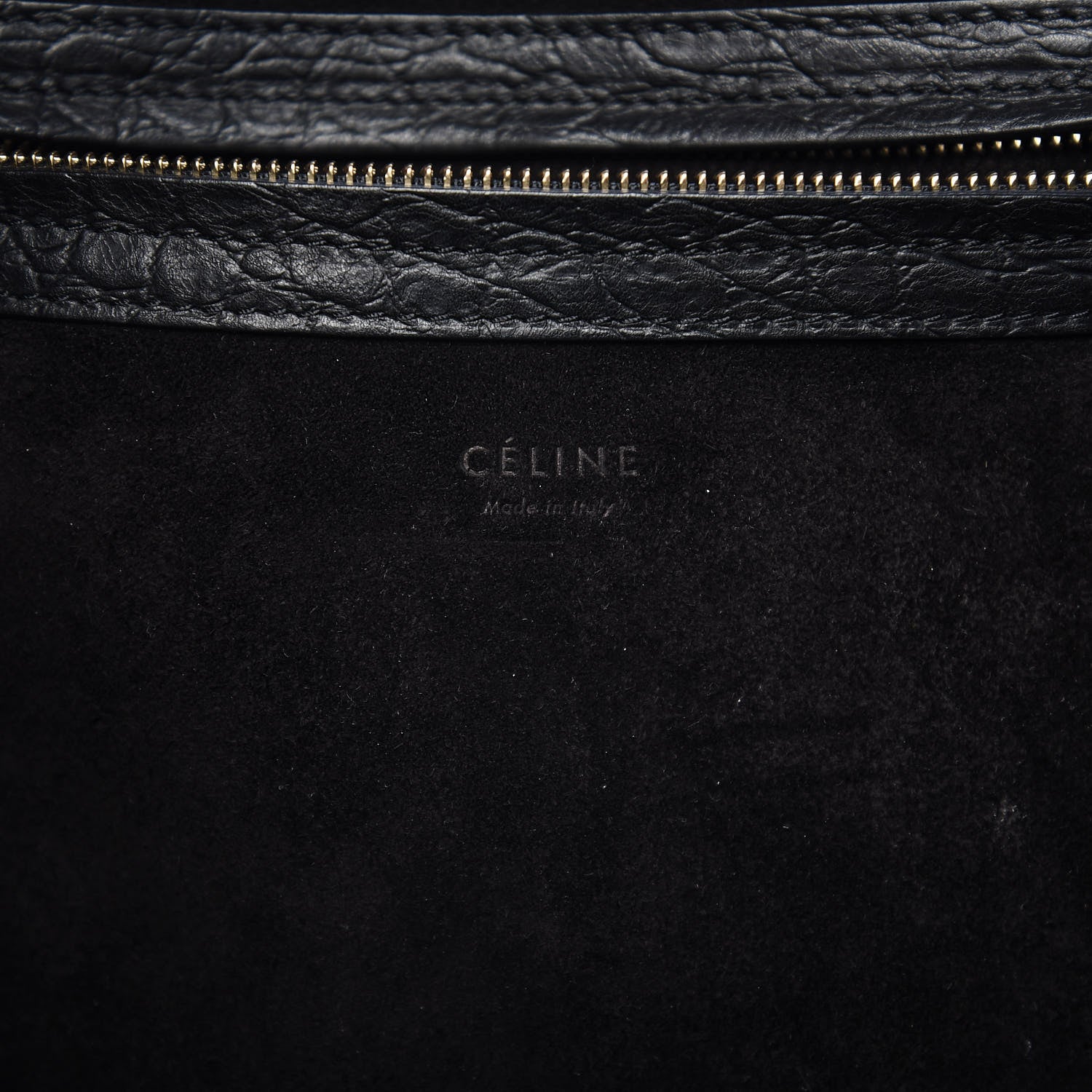Celine Crocodile Embossed Calfskin Medium Phantom Luggage Black 8 of 9