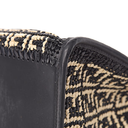 Fendi Raffia Vitello Century Wicker FF 1974 Crochet Large Runaway Shopper Tote Natural Black 11 of 12
