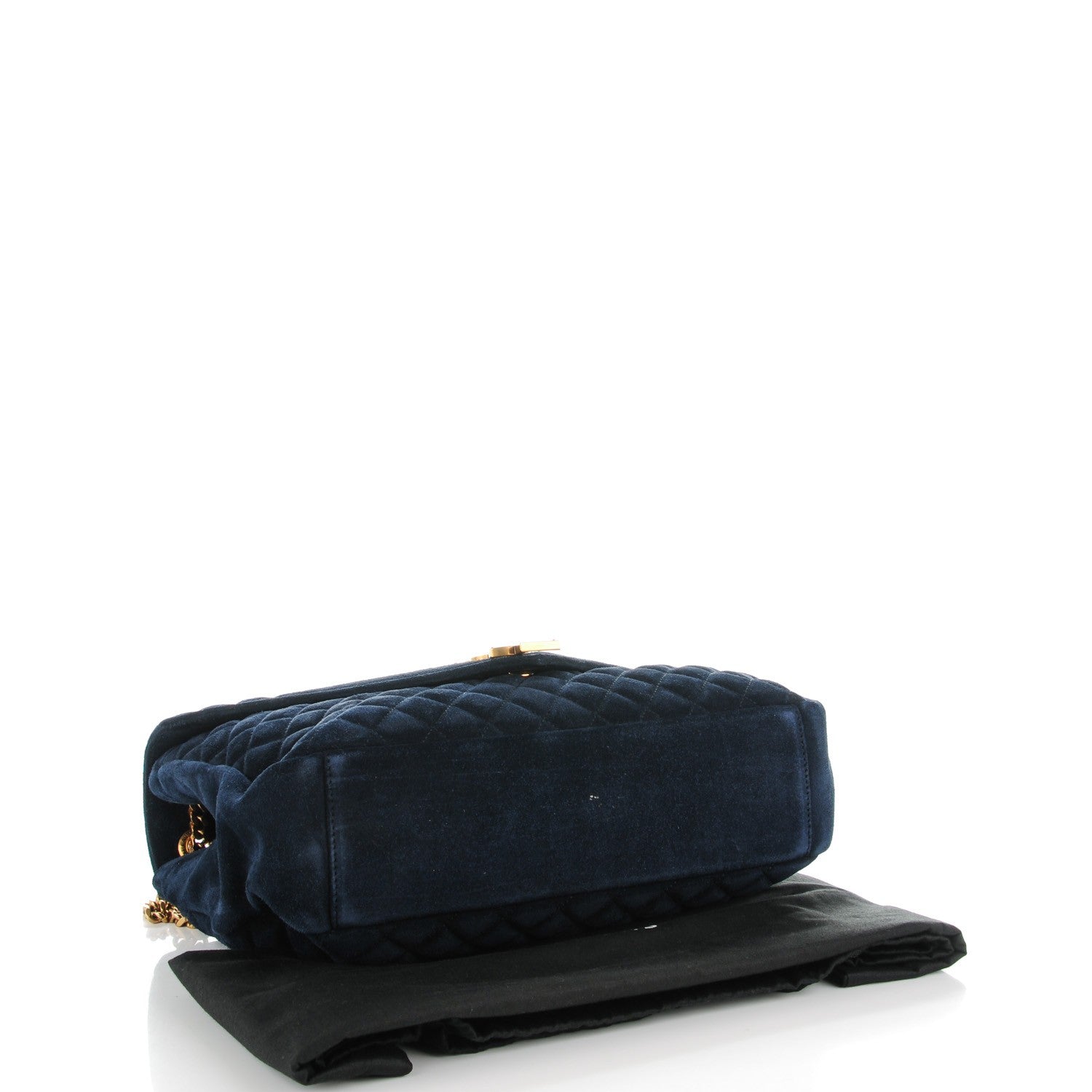 Saint Laurent Suede Mixed Matelasse Triquilt Large Monogram Envelope Satchel Navy Blue 4 of 9
