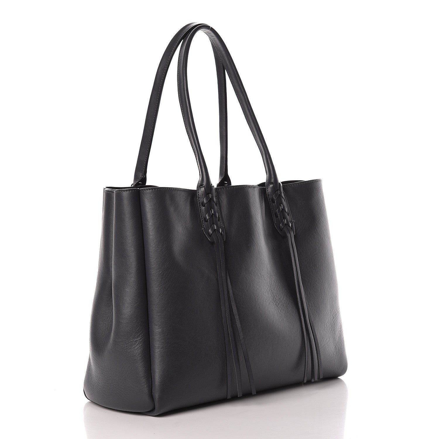 Lanvin Smooth Calfskin Small Fringe Shopper Tote Grey 4 of 15