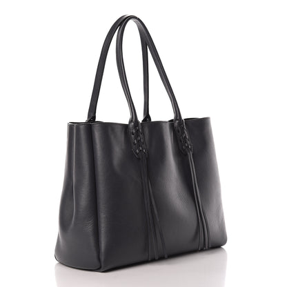 Lanvin Smooth Calfskin Small Fringe Shopper Tote Grey 4 of 15