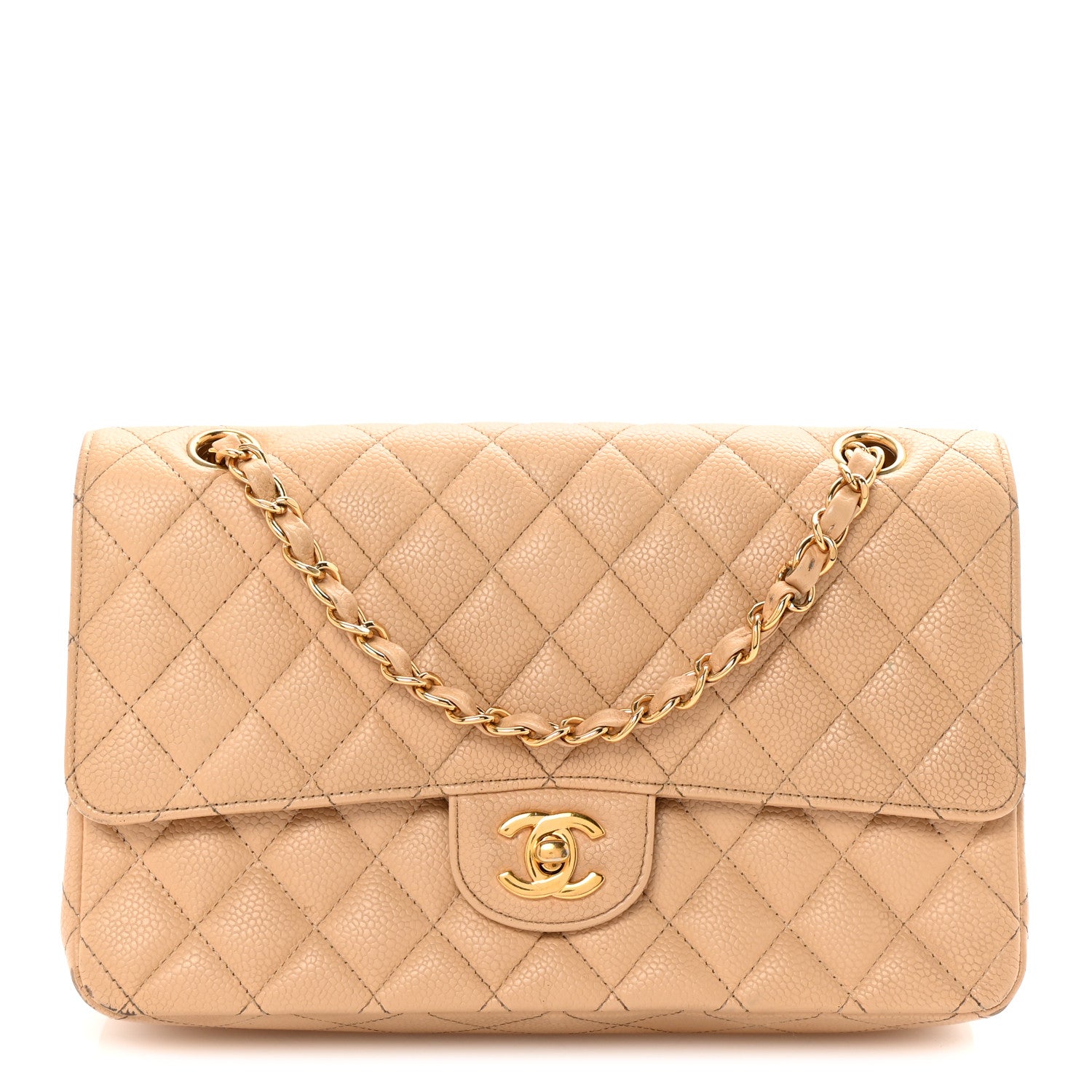 Chanel Caviar Quilted Medium Double Flap Beige 1 of 10