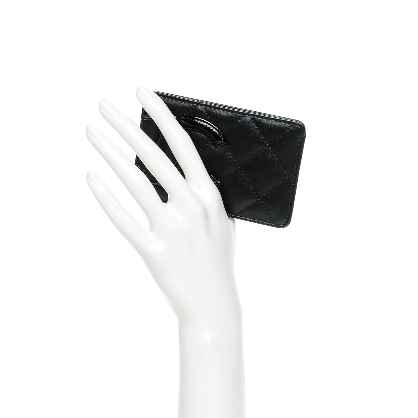 Calfskin Quilted Cambon Card Holder Black