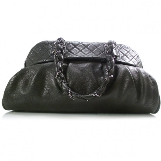 Leather Lady Braid Large Satchel Black