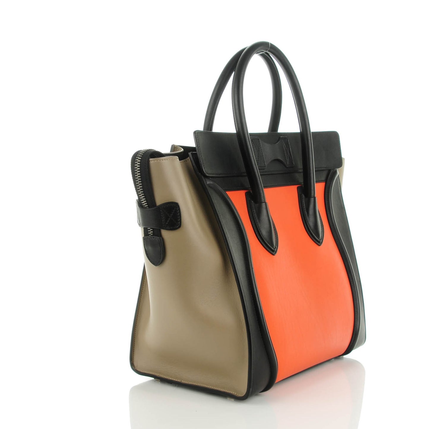 Smooth Calfskin Mini Tri-Color Luggage Bright Orange