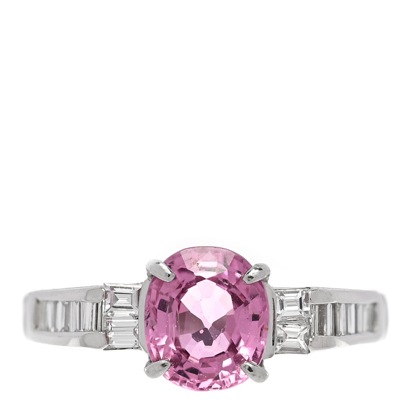 Platinum Diamond Pink Sapphire .31ctw Solitaire Half Band Ring 56 7.5