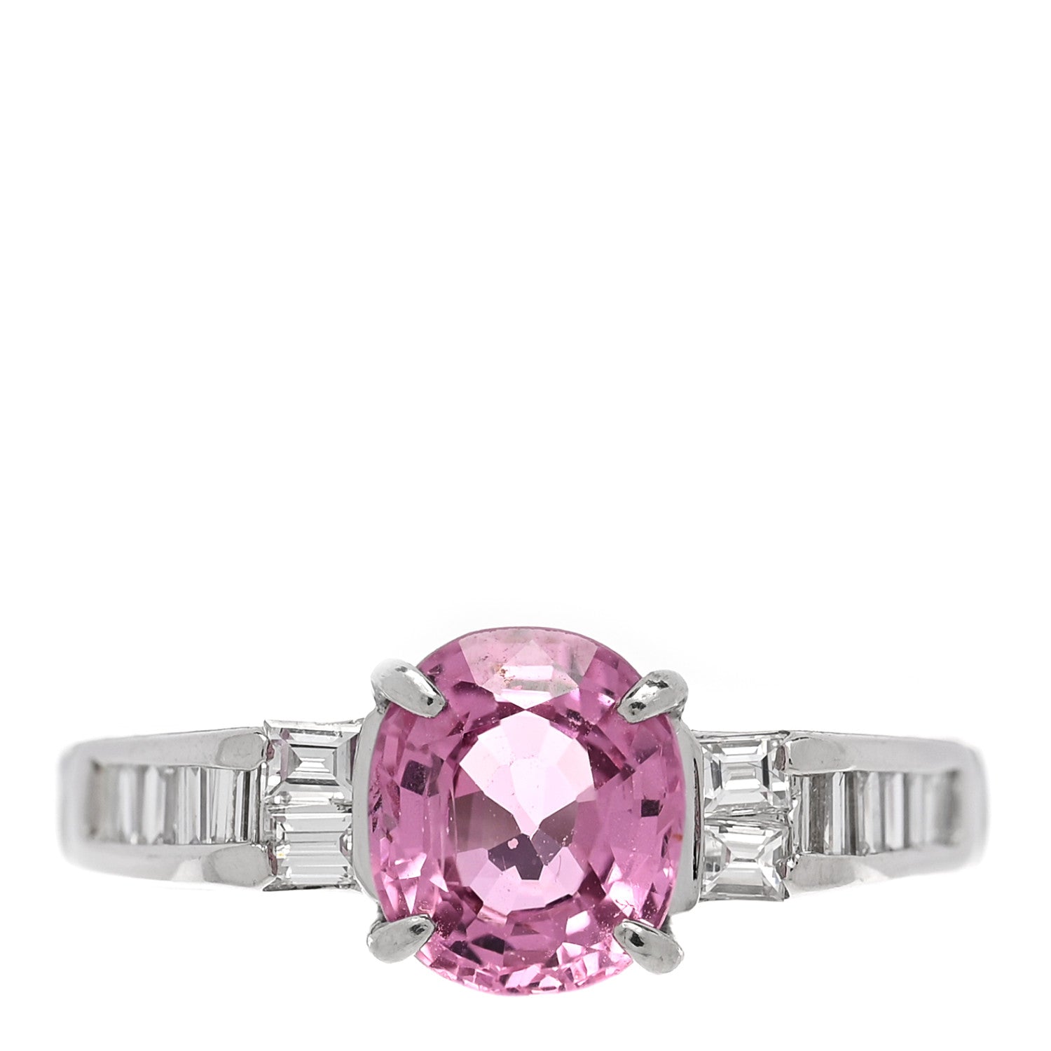 Parker & West by FASHIONPHILE Platinum Diamond Pink Sapphire .31ctw Solitaire Half Band Ring 56 7.5 1 of 5