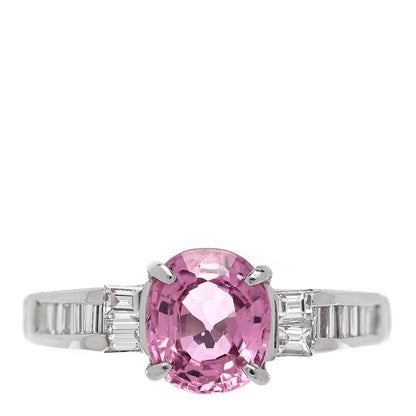 Parker & West by FASHIONPHILE Platinum Diamond Pink Sapphire .31ctw Solitaire Half Band Ring 56 7.5 1 of 5