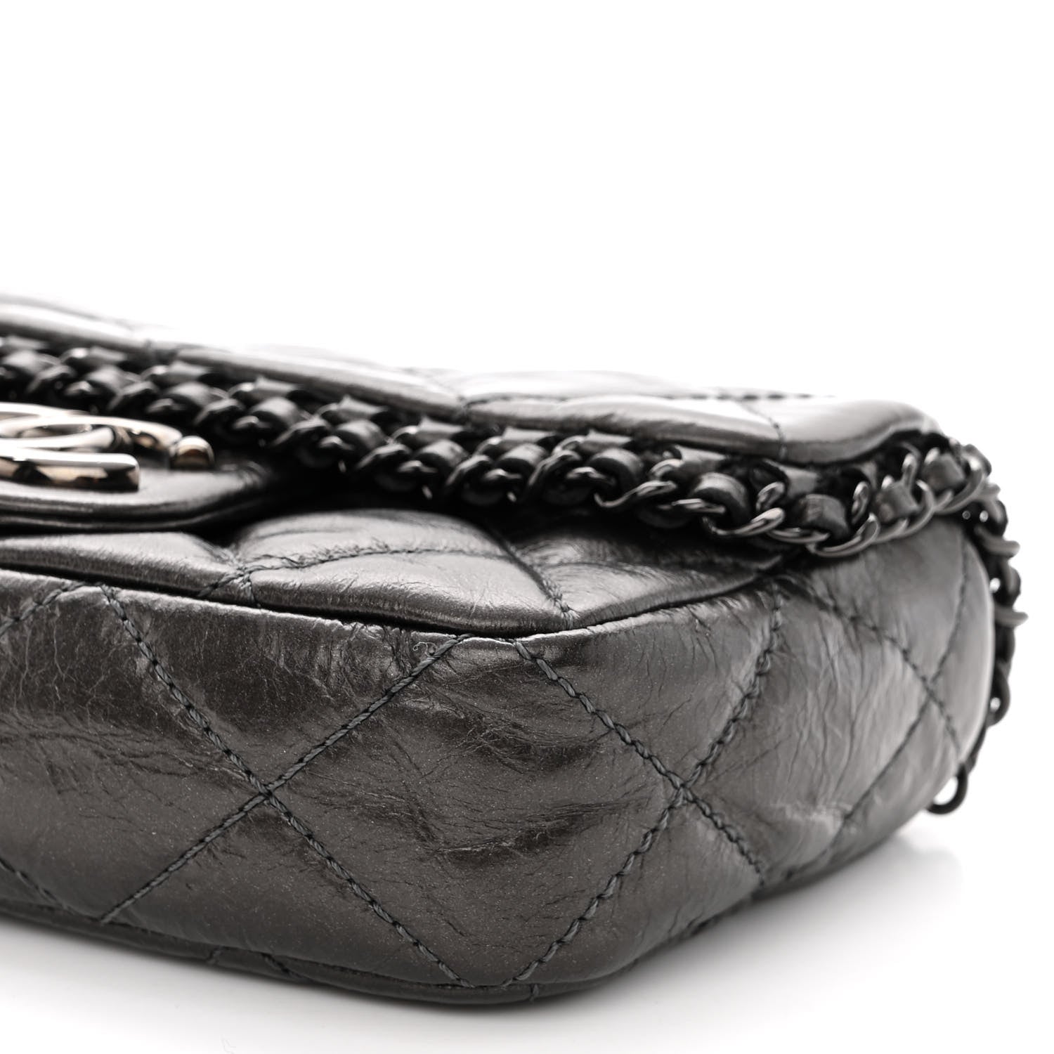Chanel Metallic Aged Calfskin Mini Chain Me Flap Black 9 of 9