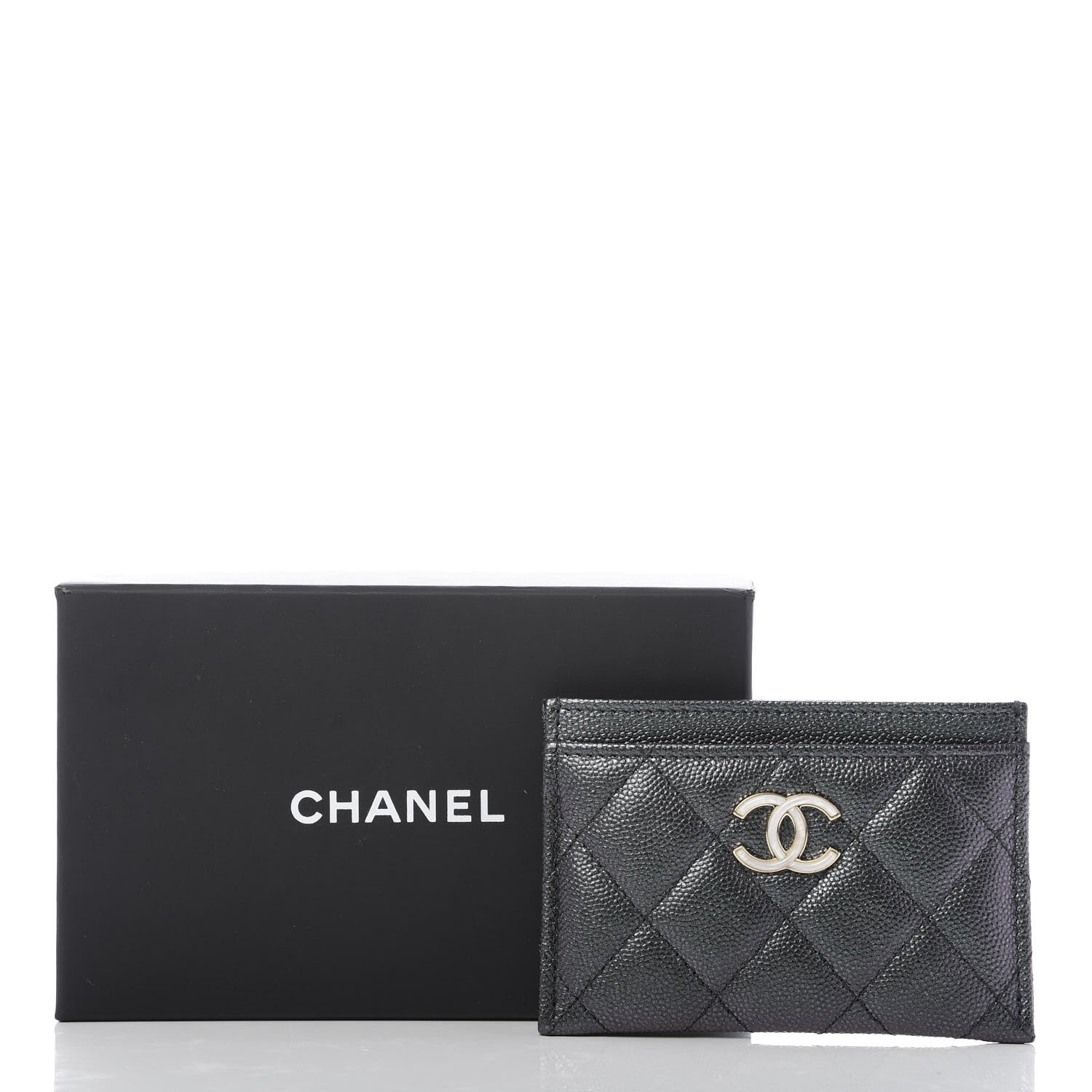 Chanel Iridescent Caviar Quilted Card Holder Black 9 of 9