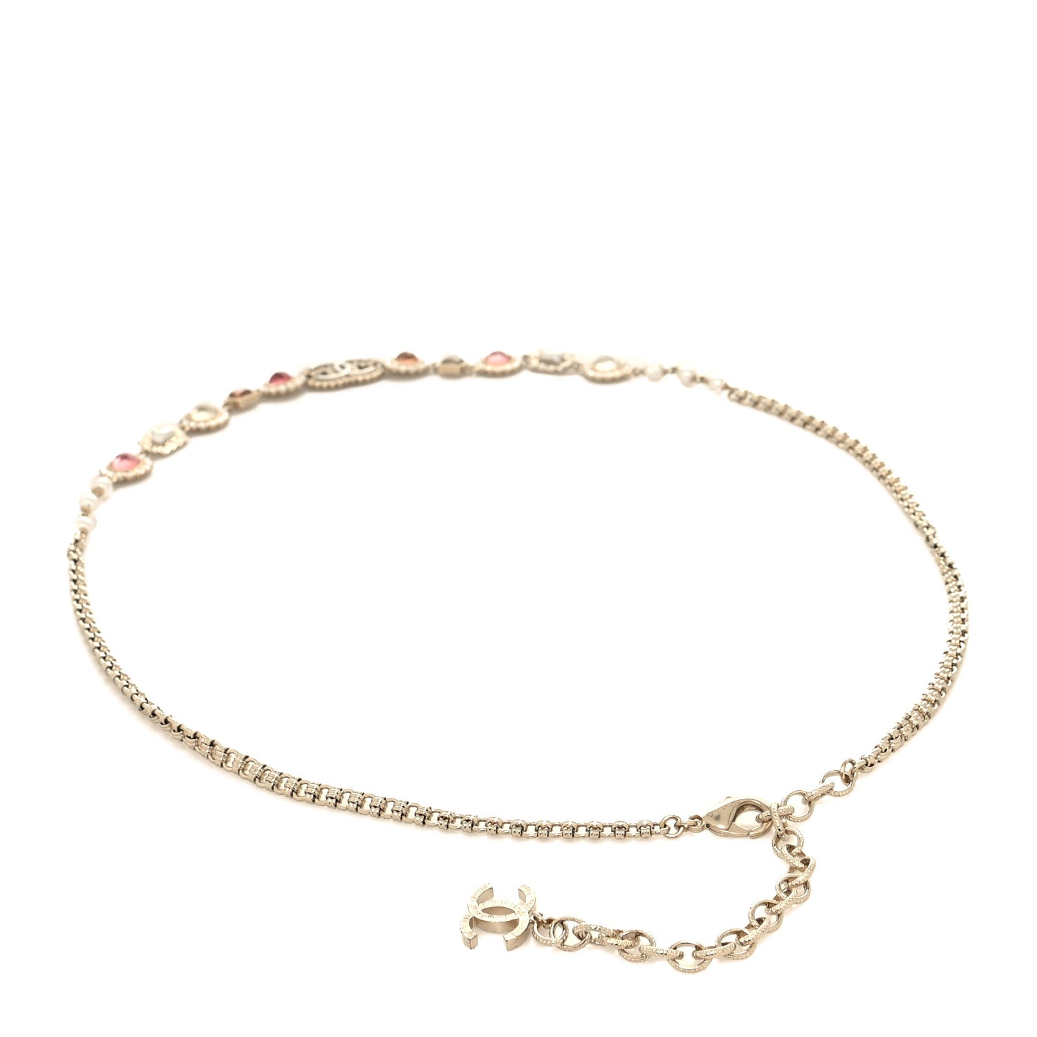 Chanel Crystal Pearl CC Chain Belt Gold Pink Gold 2 of 4