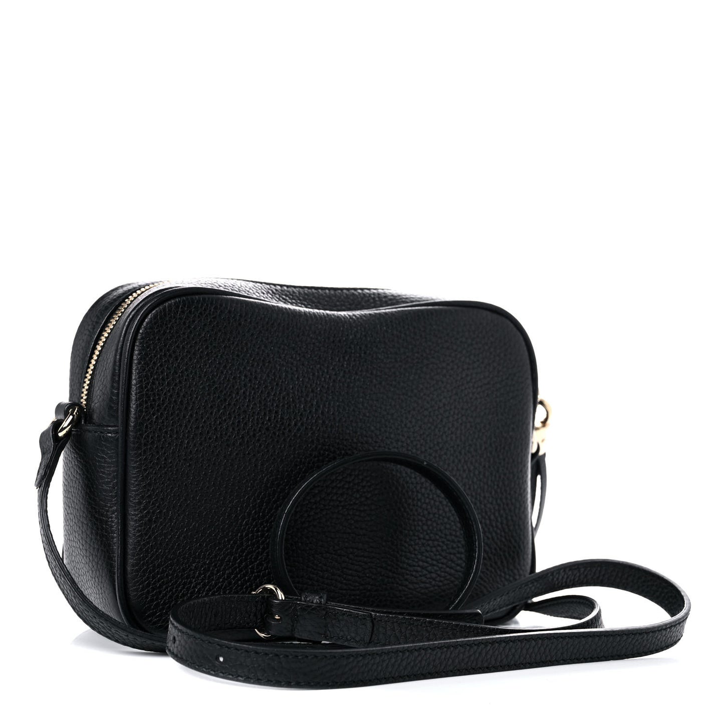 Pebbled Calfskin Small Soho Disco Bag Black