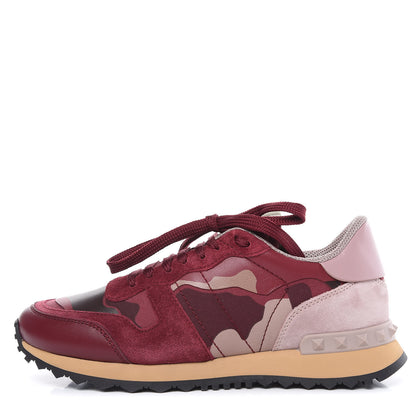 Valentino Garavani Nappa Fabric Suede Camouflage Womens Rockrunner Sneakers 36.5 Multicolor Rubin 1 of 9