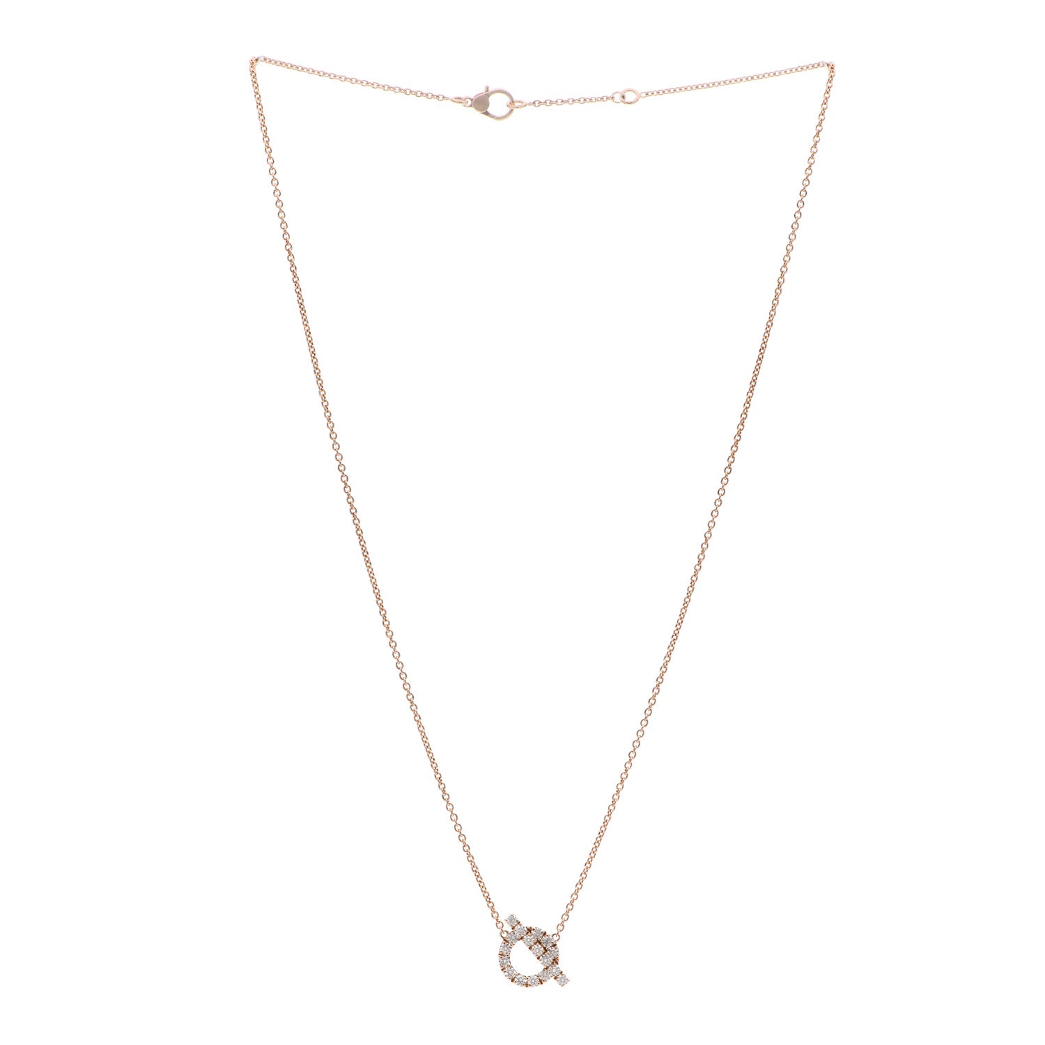 Hermes 18K Rose Gold Diamond Finesse Pendant Necklace 3 of 5