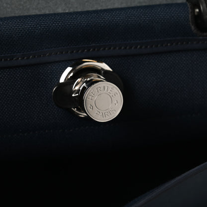 Hermes Military Toile Vache Hunter Herbag Zip PM 31 Black Bleu Indigo 6 of 10