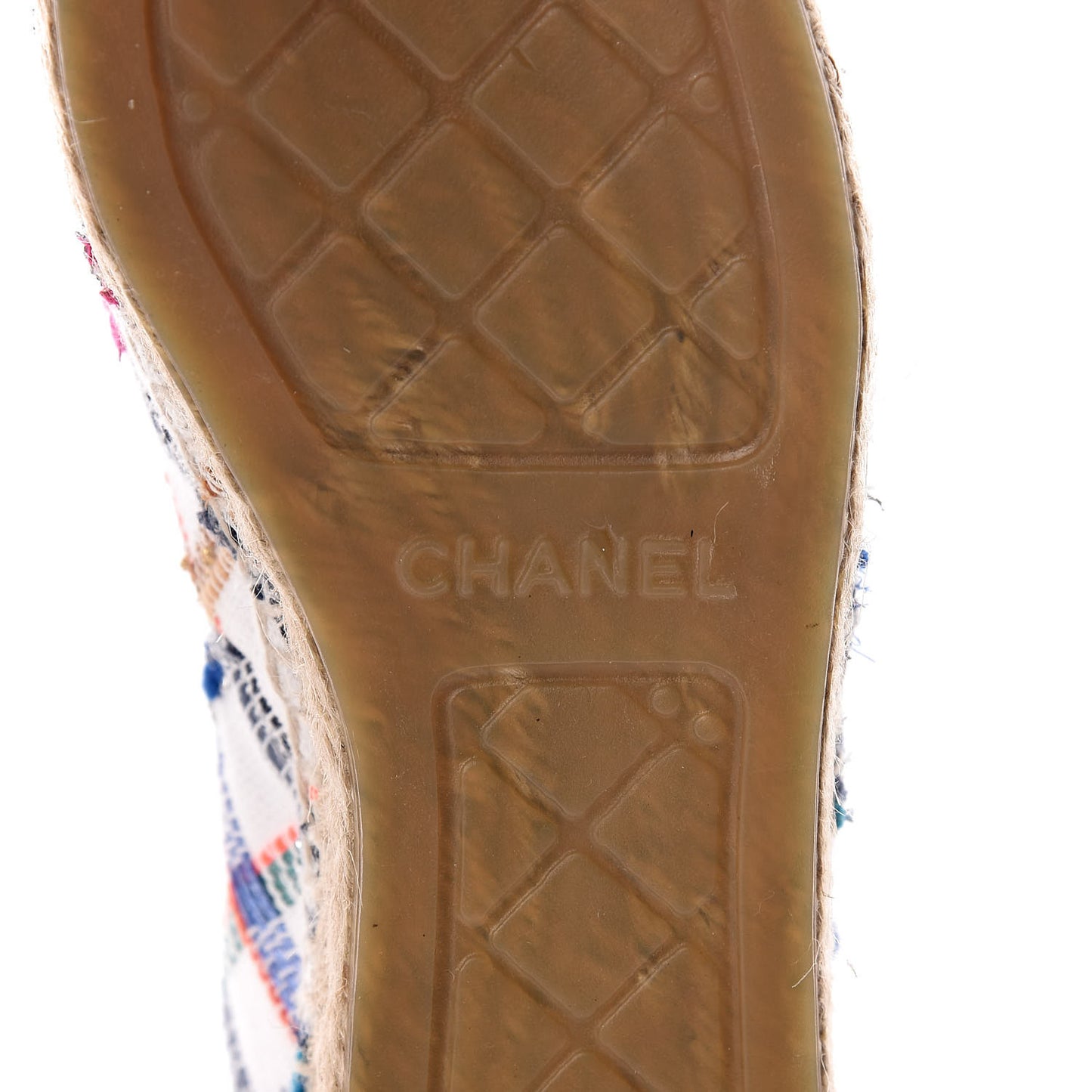 Tweed Grosgrain CC Espadrilles 36 White Blue Pink Green Black