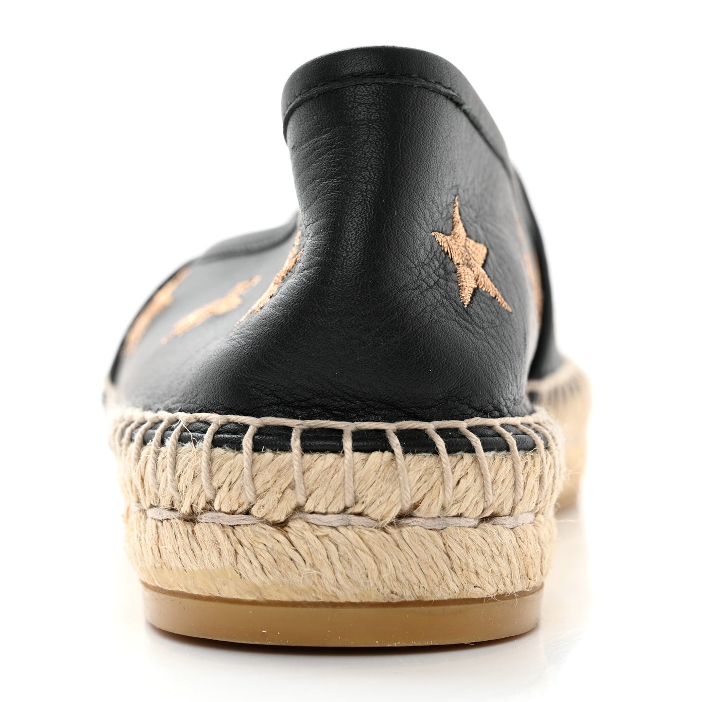 Calfskin Bee Star Embroidered Espadrilles 38 Black