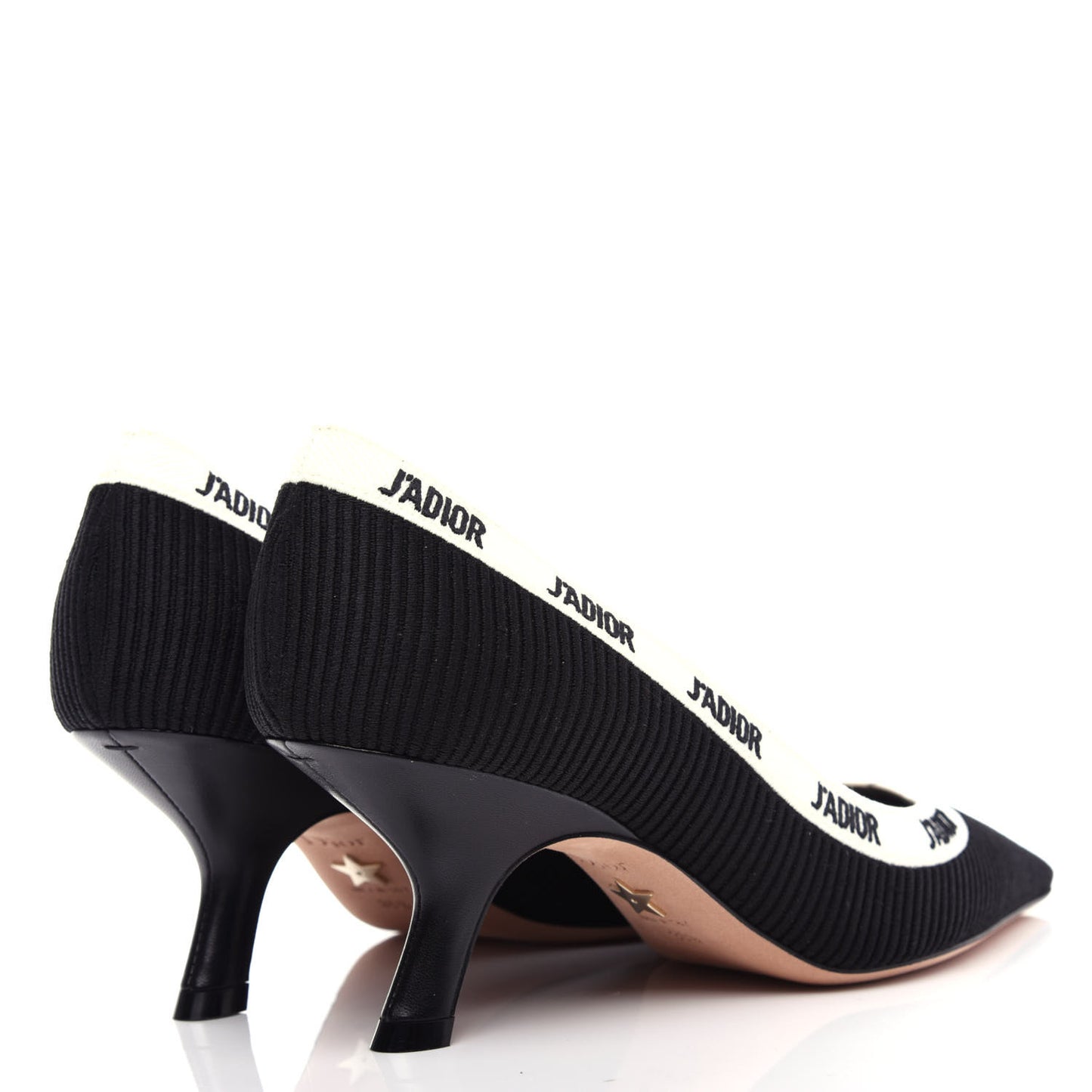 Technical Canvas Ribbon Embroidered J'Adior 65mm Pumps 36.5 Black