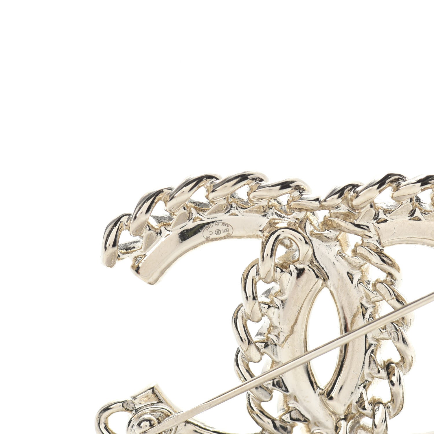 Chanel Crystal Chain CC Brooch Gold 4 of 4