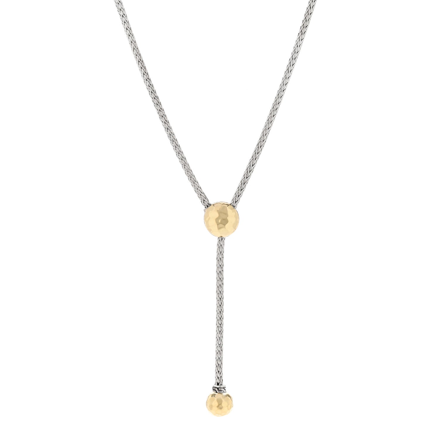 John Hardy Sterling Silver 18K Yellow Gold Classic Chain Hammered Y Necklace 1 of 4