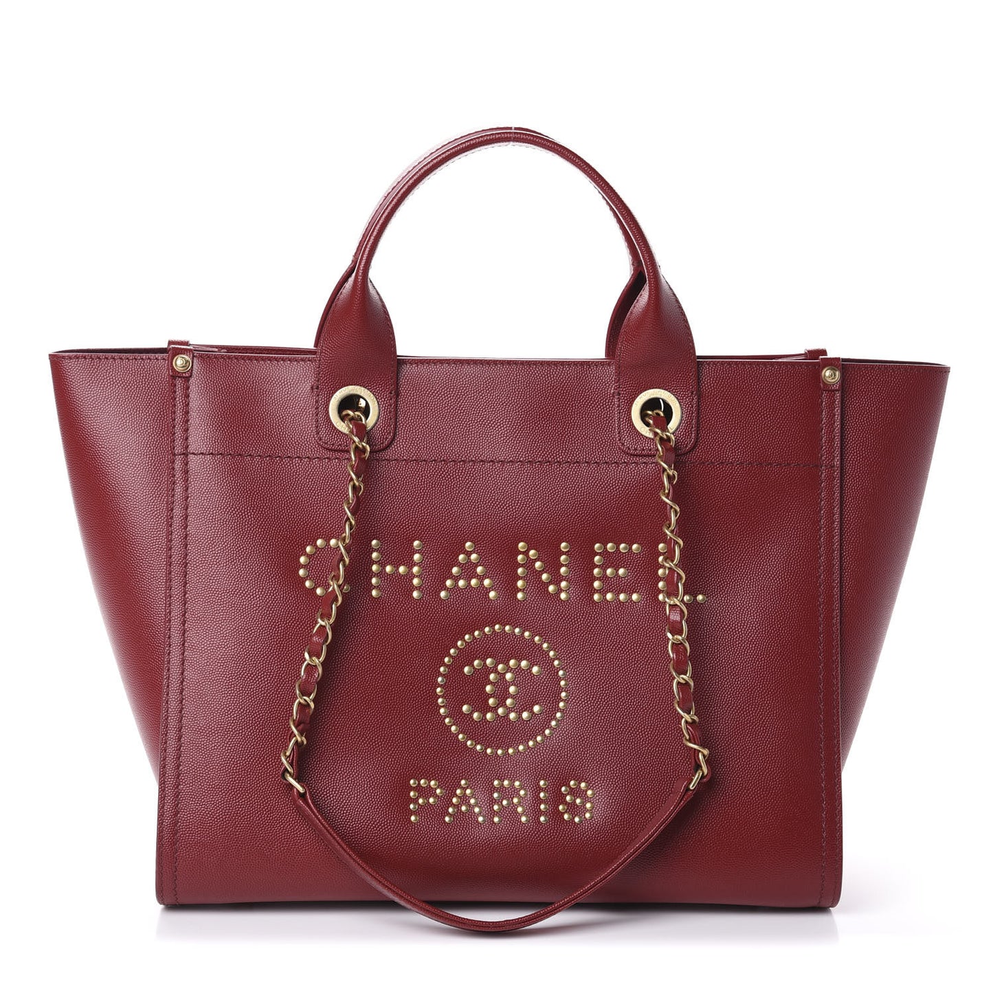Caviar Small Studded Deauville Tote Red