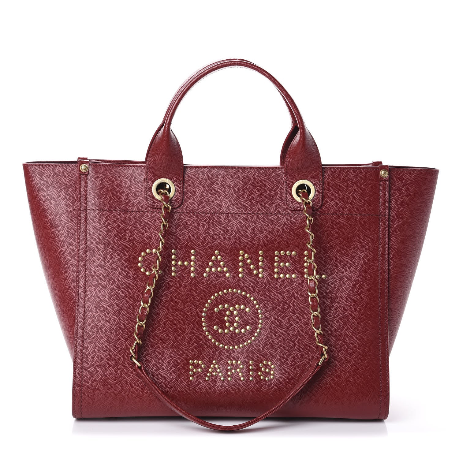 Chanel Caviar Small Studded Deauville Tote Red 1 of 9