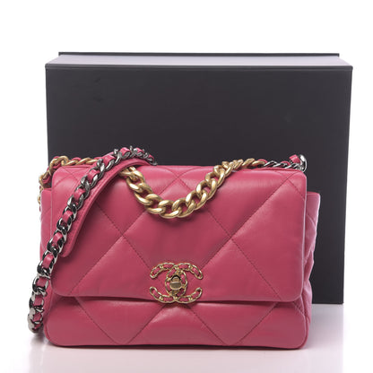 Chanel Goatskin Quilted Medium 19 Flap Dark Pink 11 of 11