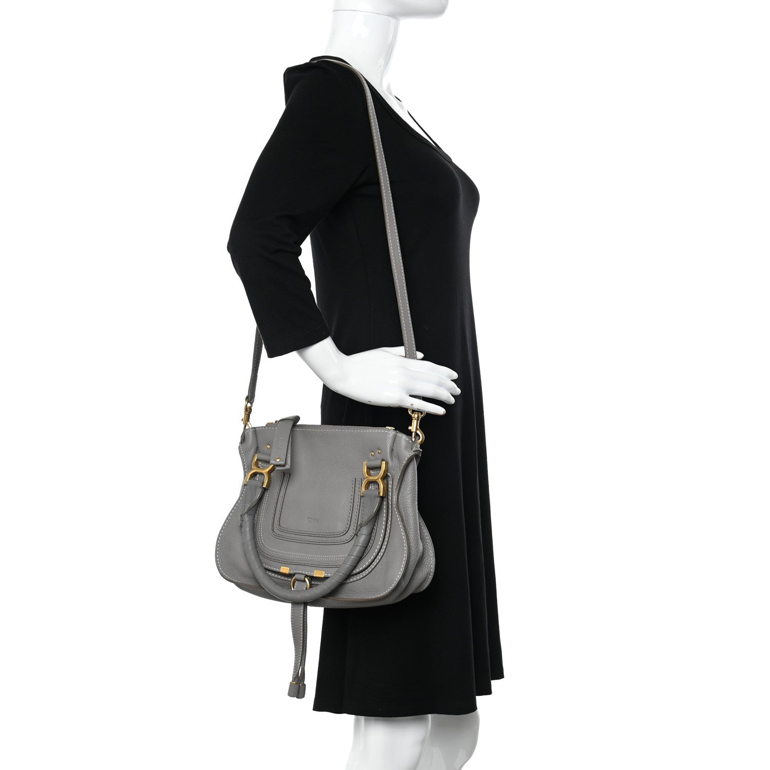 Chloe Calfskin Small Marcie Satchel Cashmere Grey 2 of 11