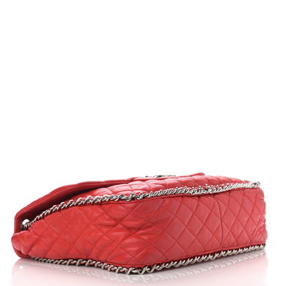 Chanel Washed Lambskin Quilted Maxi Chain Around Flap Red 4 of 14