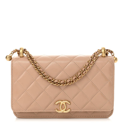Chanel Calfskin Quilted Perfect Fit Wallet On Chain WOC Beige 1 of 11
