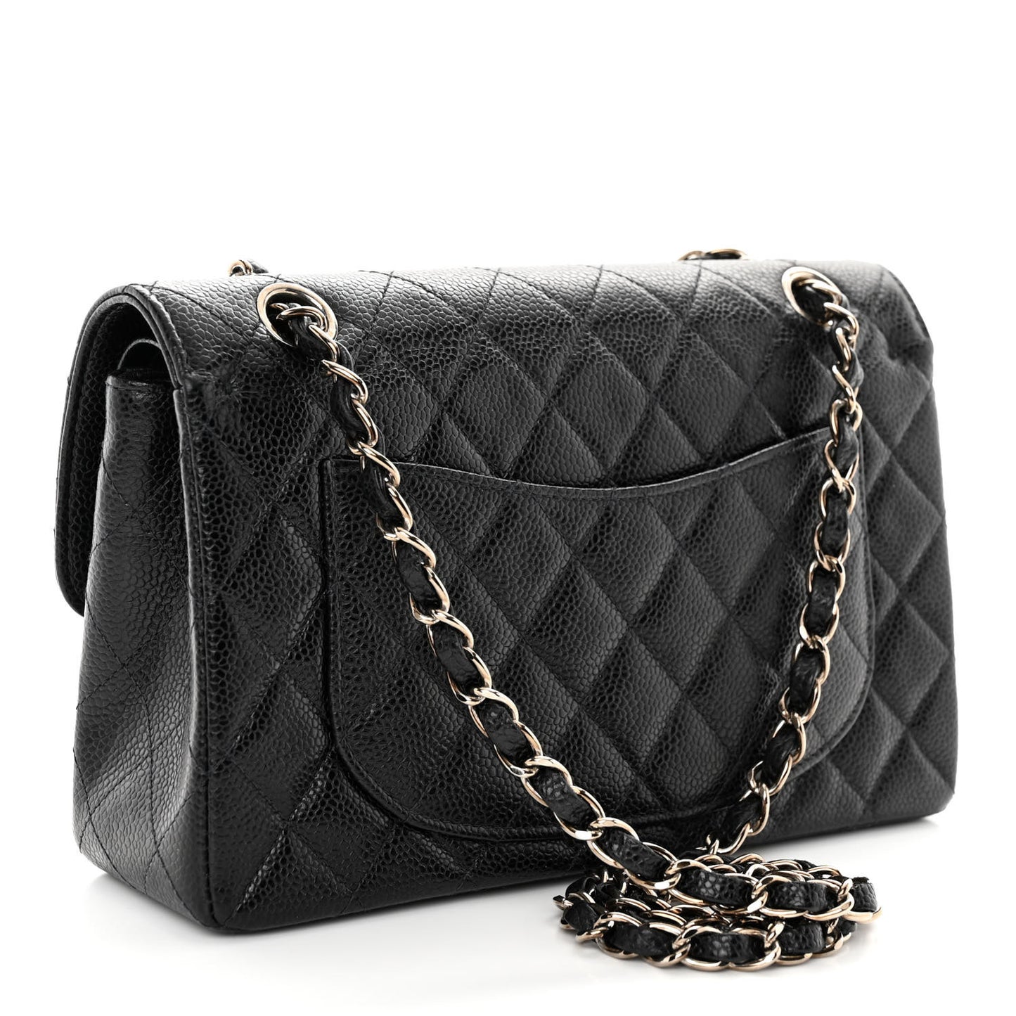 Caviar Quilted Small Double Flap Black