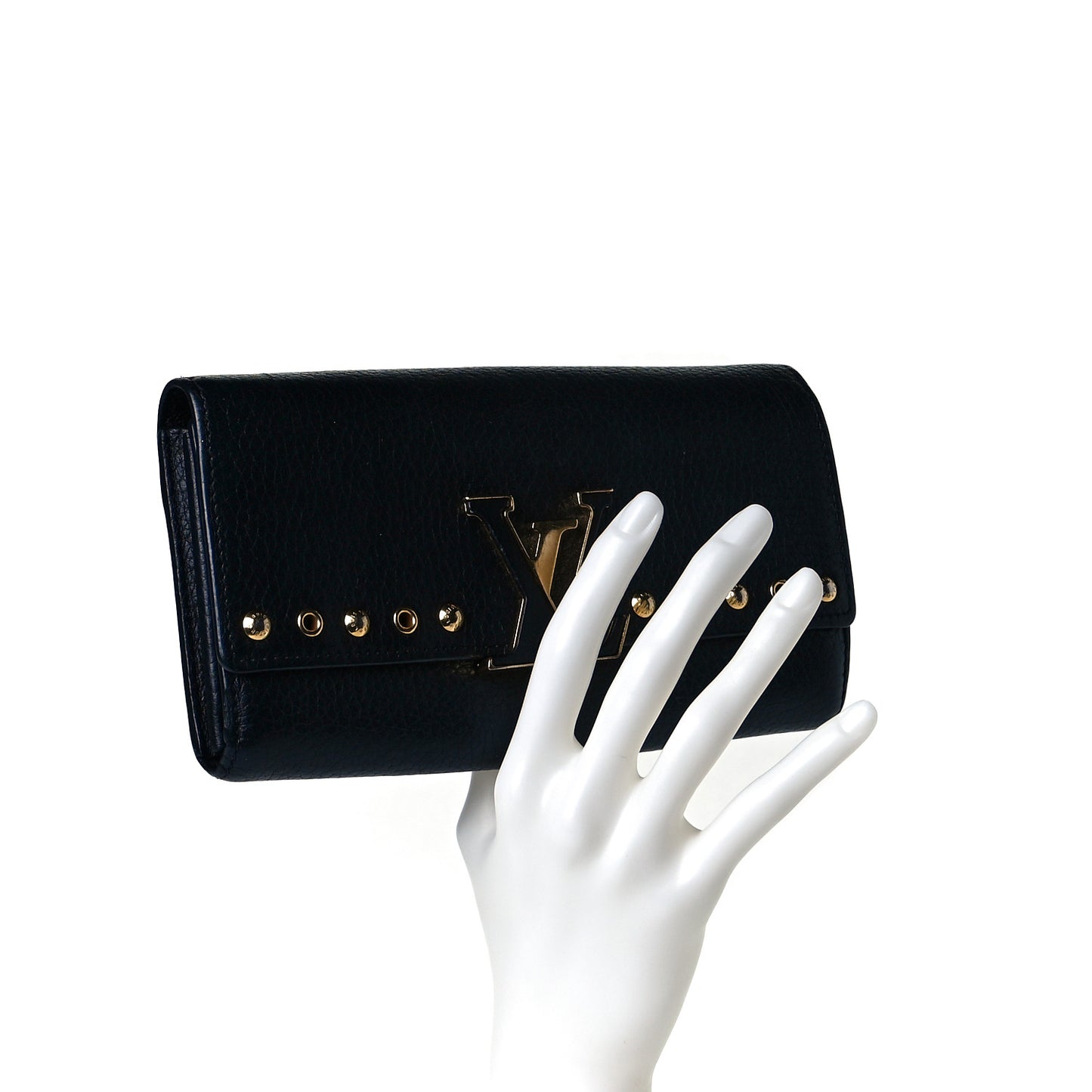Taurillon Capucines Studded Wallet Black