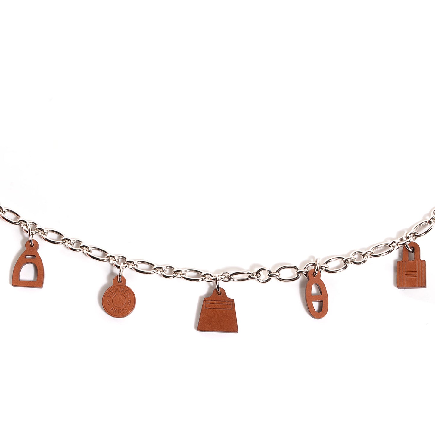 Silver Palladium Fauve Barenia Olga 5 Charms Chain Belt