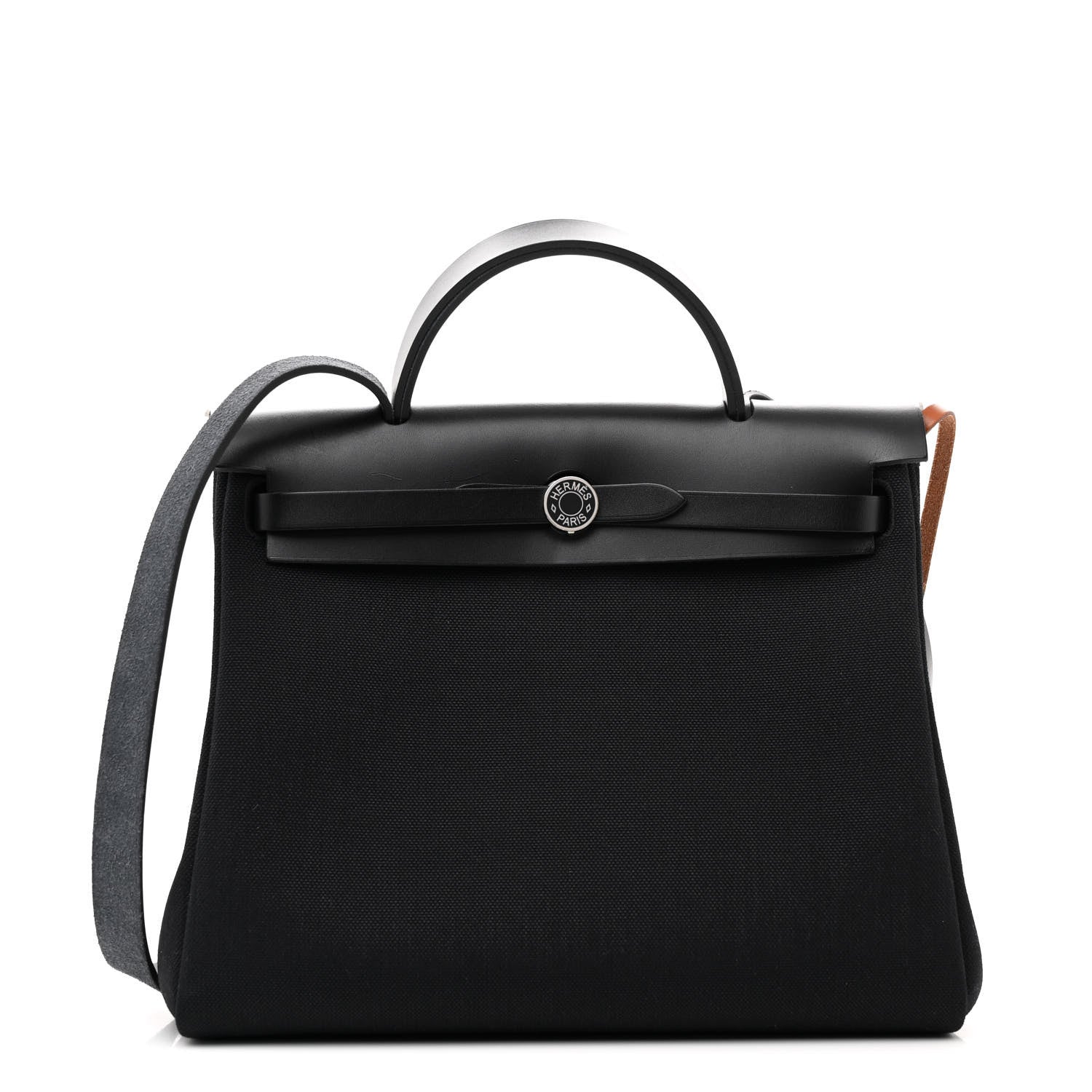 Hermes Military Toile Vache Hunter Laque Horseshoe Herbag Zip Retourne 31 PM Black 1 of 13