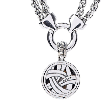 David Yurman Sterling Silver Diamond Pearl Double Wheat Chain Pendant Necklace 5 of 6