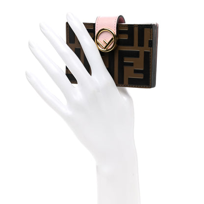 Fendi Vitello Cruise F is Fendi Bi-Color FF 1974 Embossed Gusseted Card Holder Maya Black Peonia 2 of 10