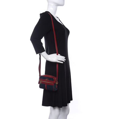 Gucci Suede Calfskin Web Mini Ophidia Shoulder Bag New Blue Romantic Cherry 2 of 10