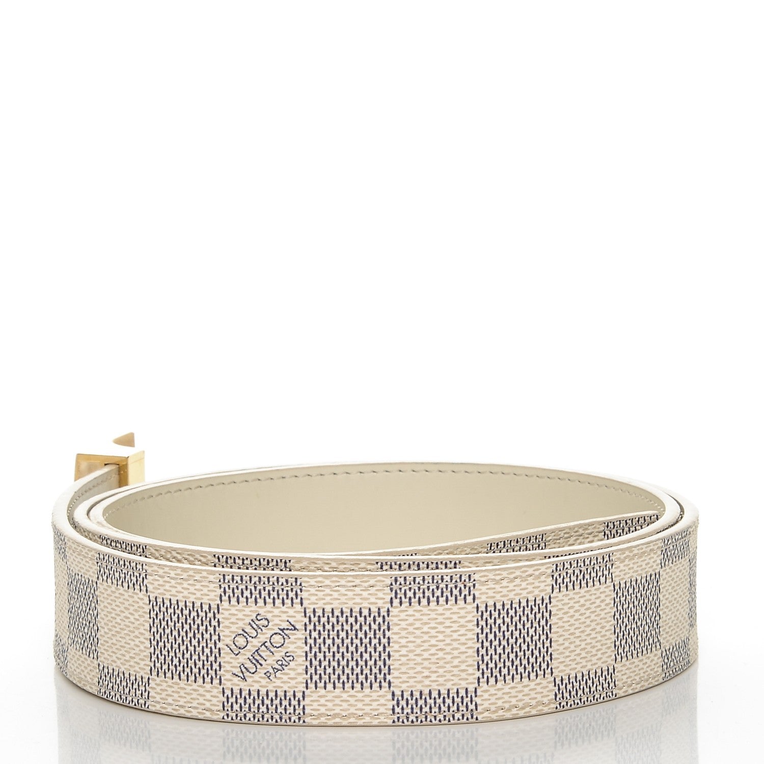 Louis Vuitton Damier Azur LV Paris Buckle Belt 90 36 Gold 3 of 6