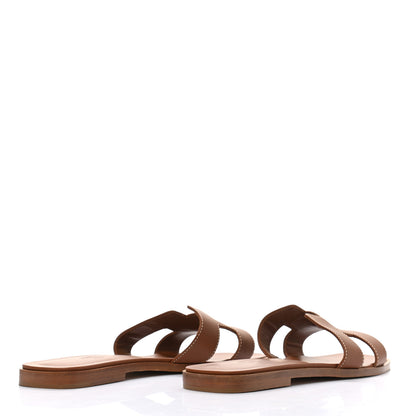 Hermes Box Calfskin Oran Sandals 38 Gold 4 of 9