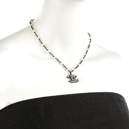 Chanel Pearl Beaded CC Necklace Ruthenium 3 of 5