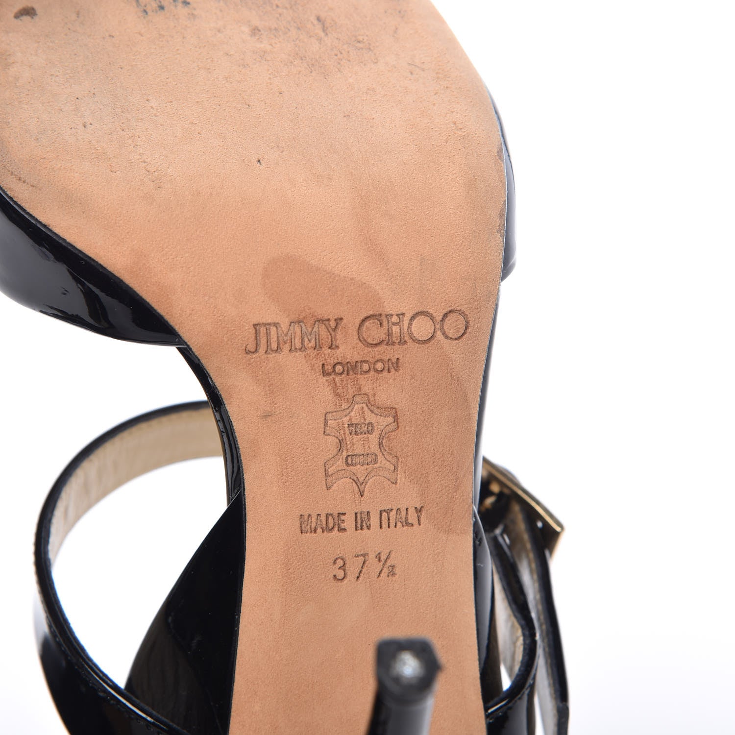 Jimmy Choo Patent Mary Jane Peep Toe Heels 37.5 Back 8 of 12