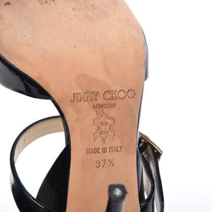 Jimmy Choo Patent Mary Jane Peep Toe Heels 37.5 Back 8 of 12