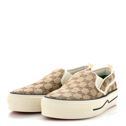 Gucci GG Monogram Womens 1977 Tennis Slip On 30mm Sneakers 39.5 Beige Ebony Mystic White 4 of 9