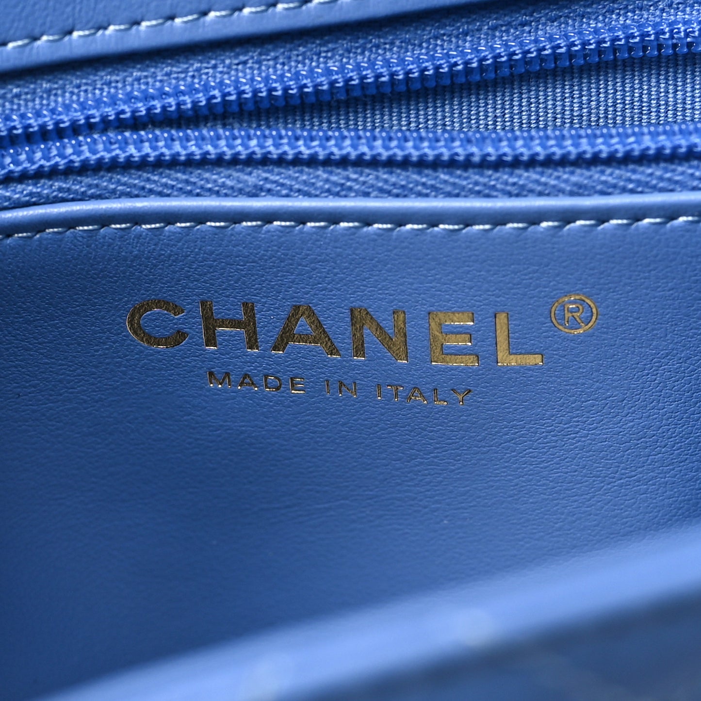 Shiny Aged Calfskin Quilted Nano Kelly Shopper Blue