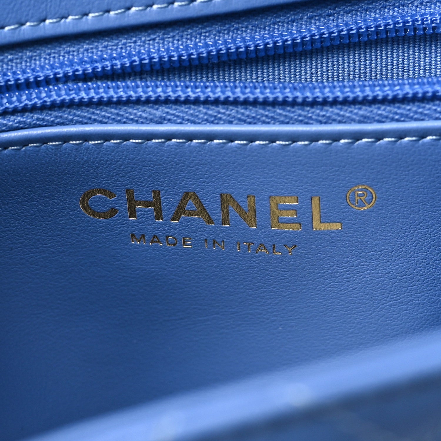 Chanel Shiny Aged Calfskin Quilted Nano Kelly Shopper Blue 6 of 11