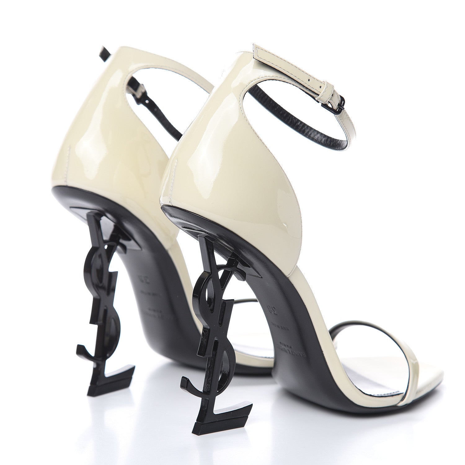 Saint Laurent Patent Calfskin Opyum Sandals 38 Neutro 4 of 8