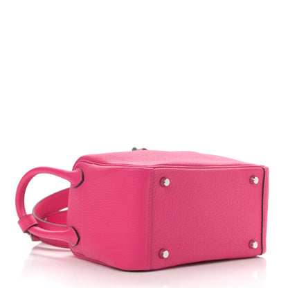 Hermes Taurillon Clemence Mini Lindy 20 Rose Shocking 4 of 11