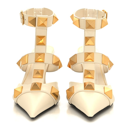 Valentino Garavani Calfskin Roman Stud Ankle Strap 80mm Pumps 38 White 2 of 10