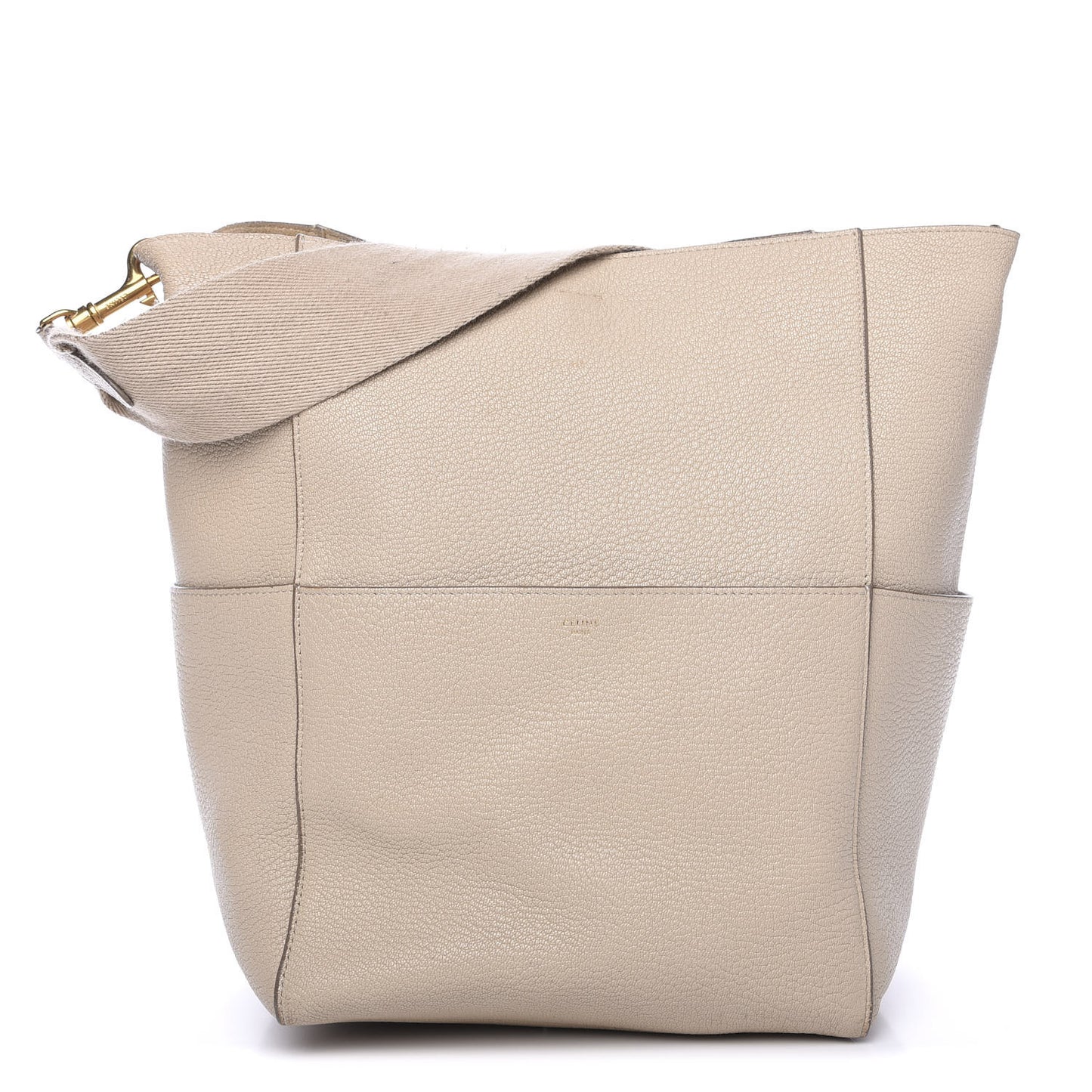 Soft Grained Calfskin Sangle Bucket Bag Dune